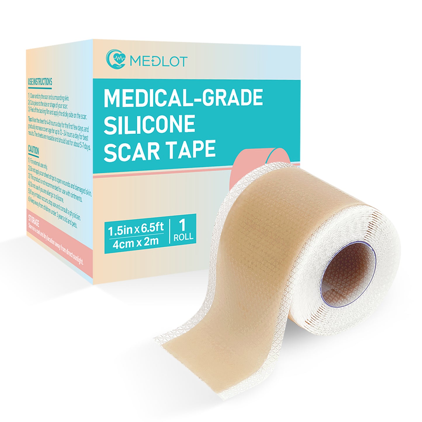MEDLOT Silicone Scar Tape, Silicone Scar Sheets for Scar Treatment, Reusable, 1.5" x 78" Roll