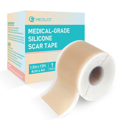 MEDLOT Silicone Scar Sheets, Silicone Tape for Scar Treatment, Reusable Scar Strips for Surgical, C-Section, Keloid Bump, Stretch Marks, Burn, Acne Scar Removal PMT