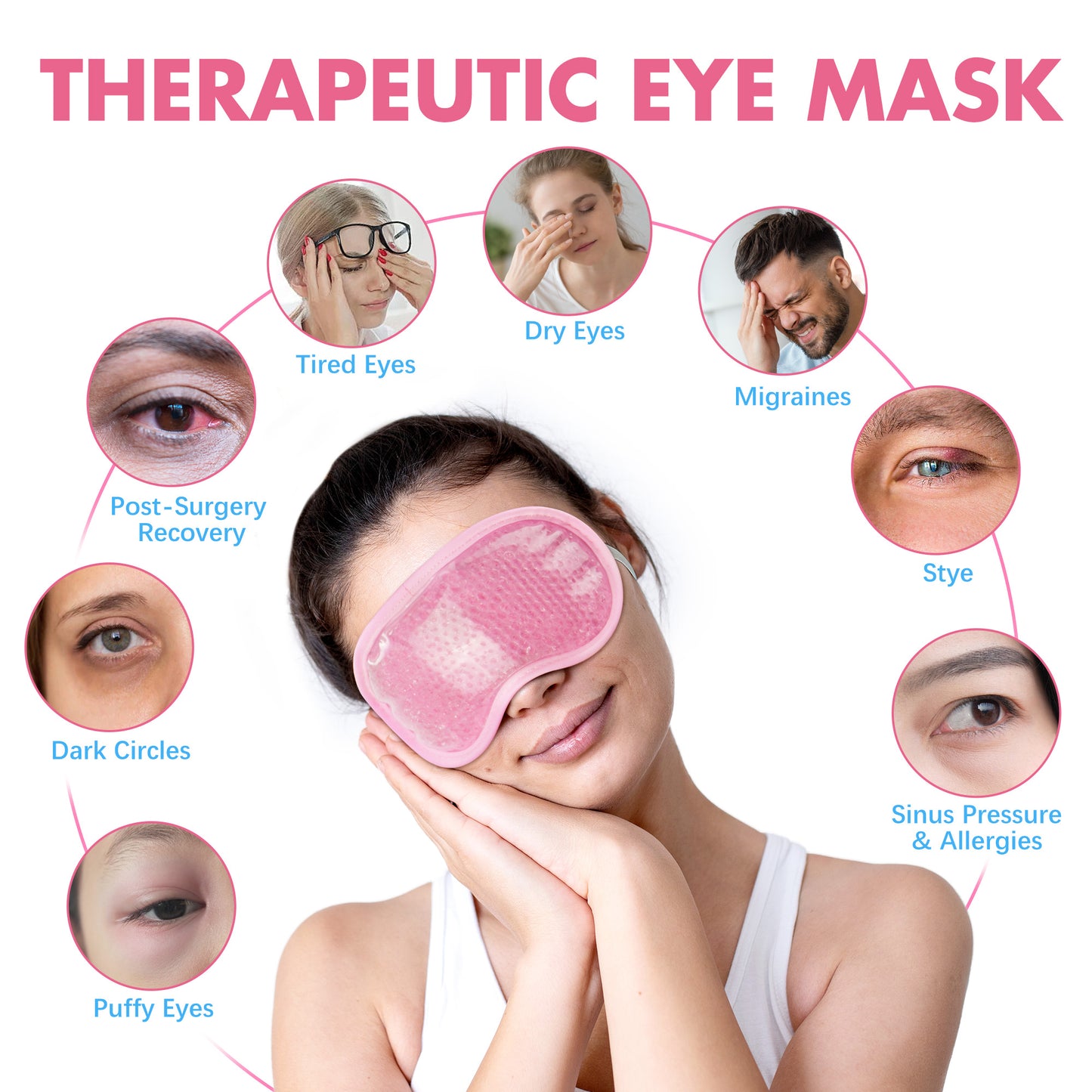 LotFancy 2Pack Cooling Ice Eye Mask, Cold & Warm Compress Gel Eye Masks for Dry Eyes, Puffy Eyes