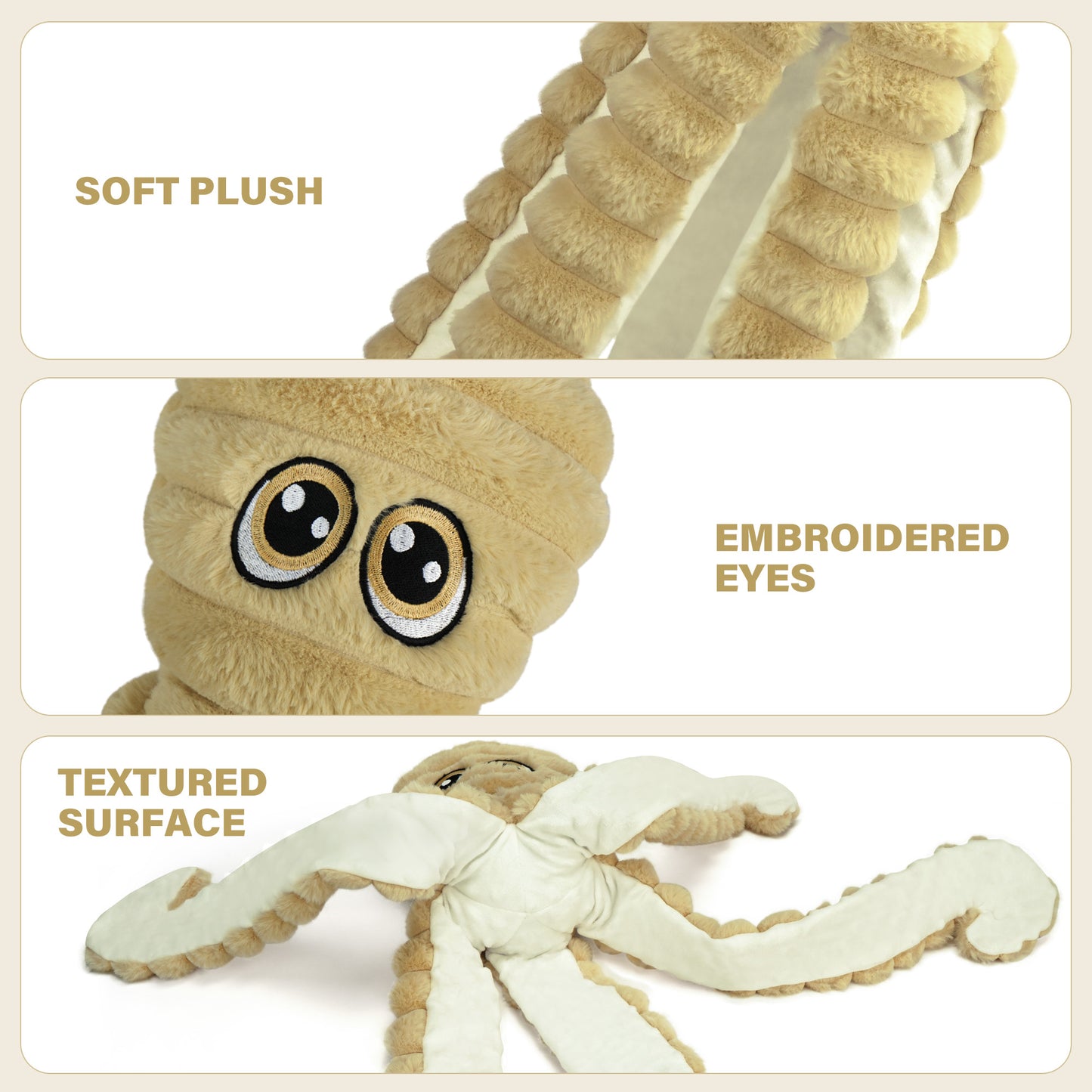 Prime Pets Dog Toys for Large Dogs, 27" Large Crinkle Squeaky Dog Toy, Plush Octopus Dog Chew Toy