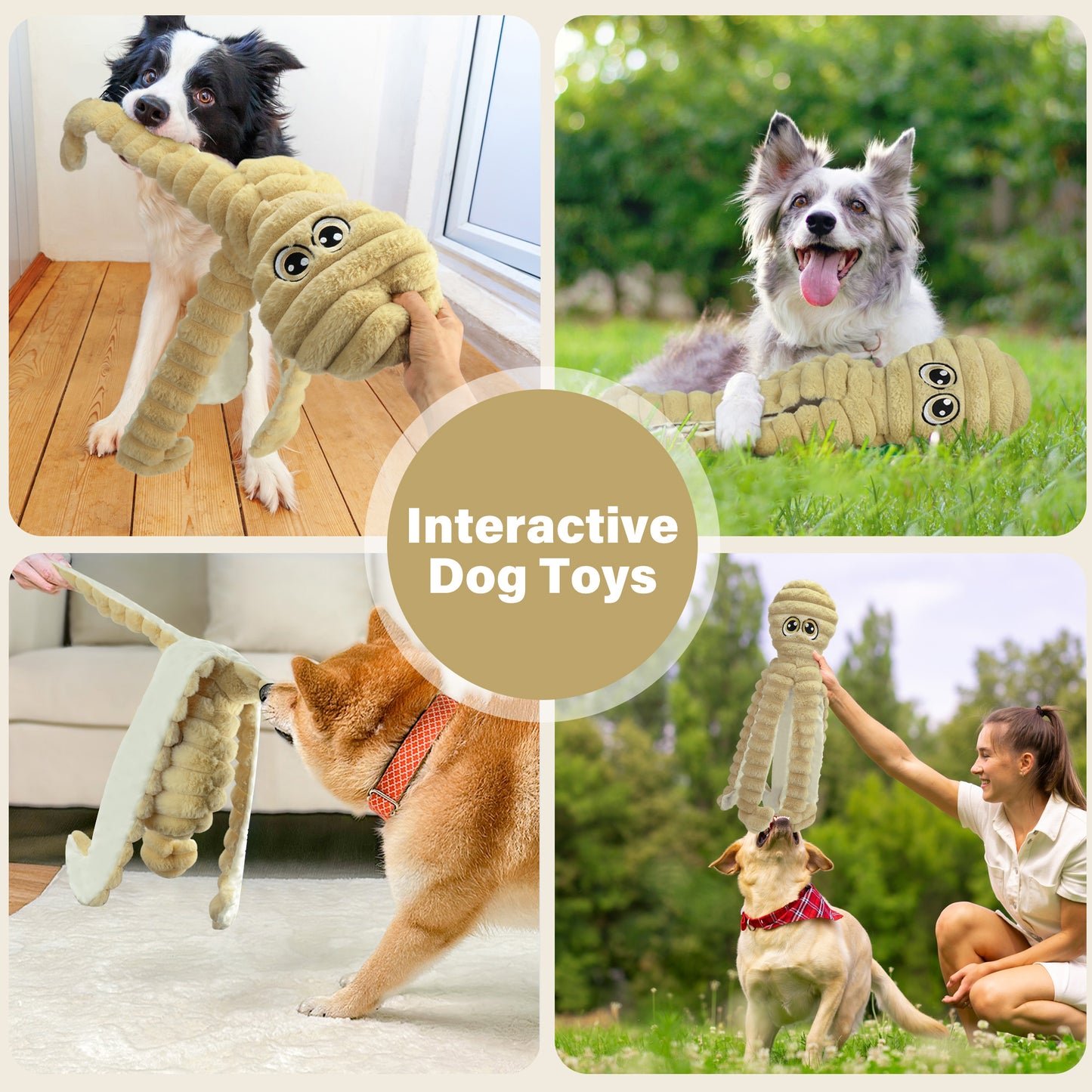 Prime Pets Dog Toys for Large Dogs, 27" Large Crinkle Squeaky Dog Toy, Plush Octopus Dog Chew Toy
