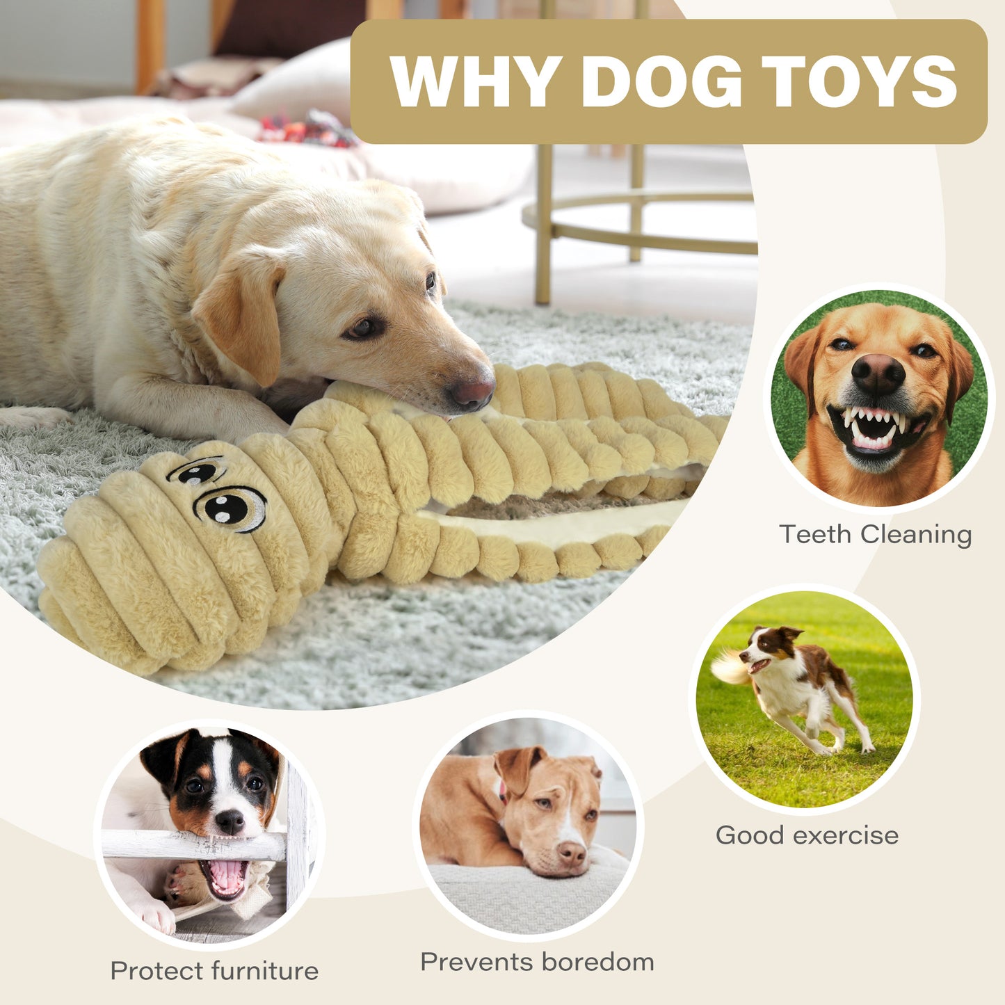 Prime Pets Dog Toys for Large Dogs, 27" Large Crinkle Squeaky Dog Toy, Plush Octopus Dog Chew Toy
