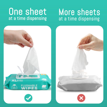 LotFancy Extra Large Flushable Wet Wipes, Thickened Butt Wipes, 3 Packs x 48 Ct, 144 Total Wipes WMT