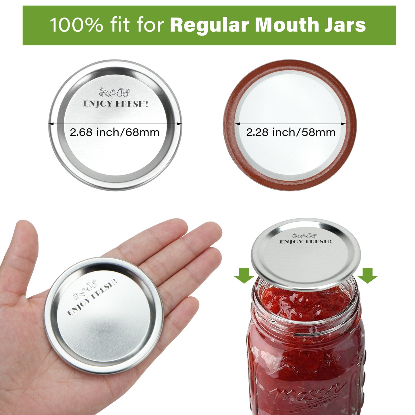LotFancy 140 Counts Regular Mouth Canning Lids, 70 mm Metal Mason Jar Lids for Ball, Kerr Jars