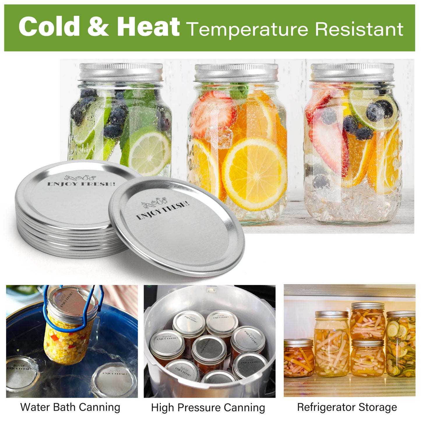 LotFancy 140 Counts Regular Mouth Canning Lids, 70 mm Metal Mason Jar Lids for Ball, Kerr Jars