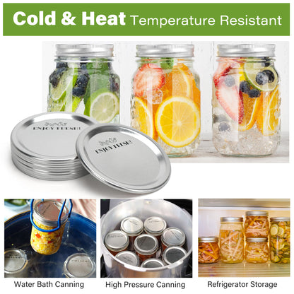 LotFancy 140 Counts Regular Mouth Canning Lids, 70 mm Metal Mason Jar Lids for Ball, Kerr Jars