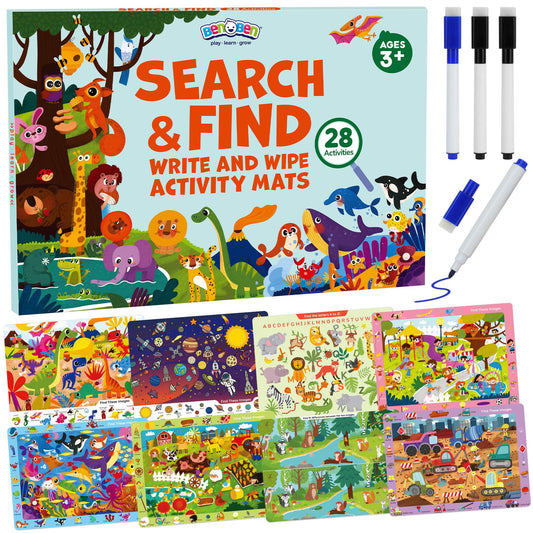 BenBen Preschool Learning Activities for Kids Toddlers Ages 3-6, Montessori Busy Book 28 Themes