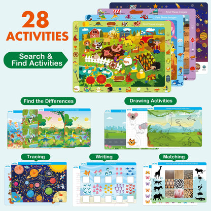 BenBen Preschool Learning Activities for Kids Toddlers Ages 3-6, Montessori Busy Book 28 Themes