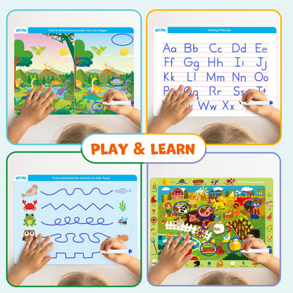 BenBen Preschool Learning Activities for Kids Toddlers Ages 3-6, Montessori Busy Book 28 Themes