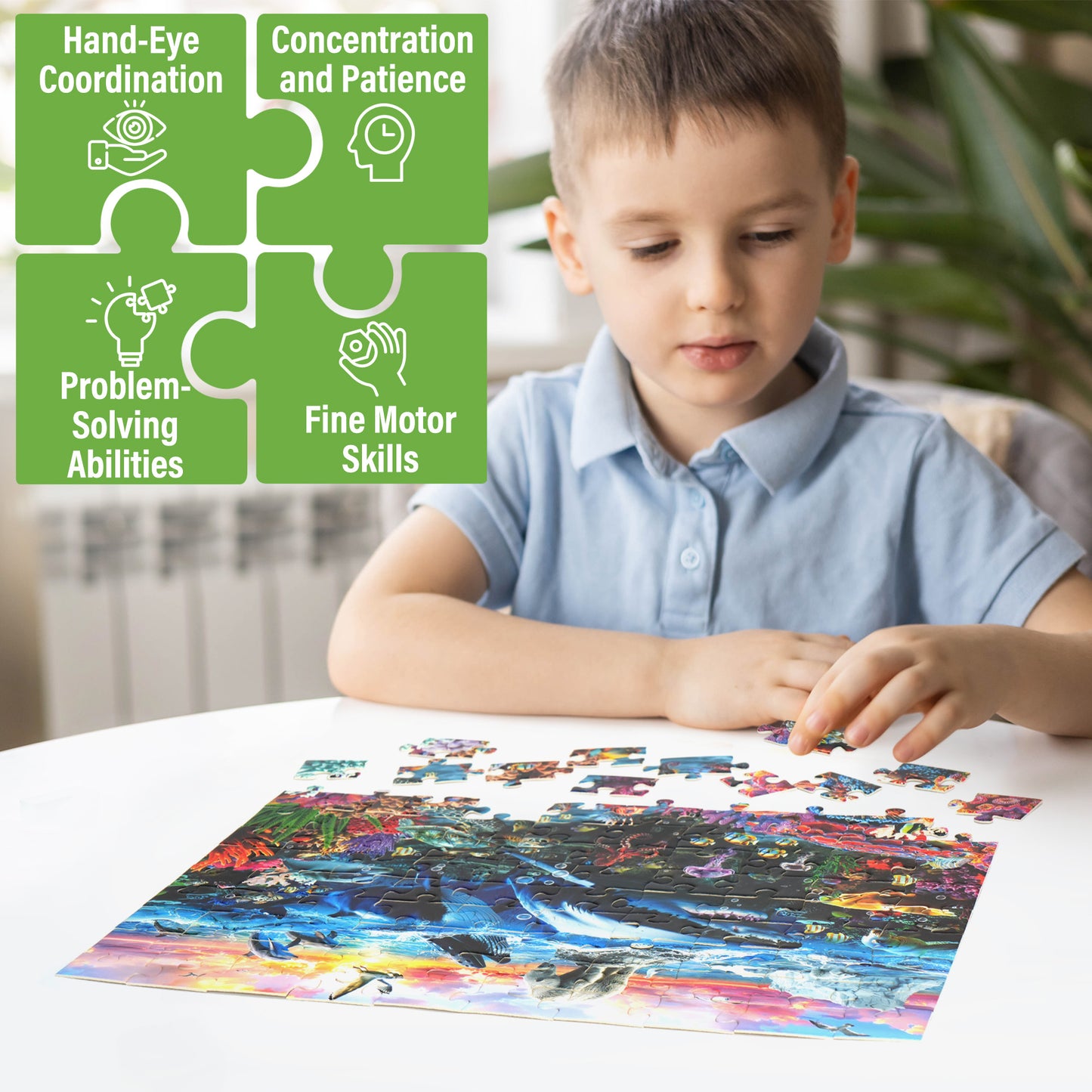 BenBen 100 piece Jigsaw Puzzles for Kids Ages 4-8,Dinosaurs,Underwater, World Solar, 19.75" x 13.75"