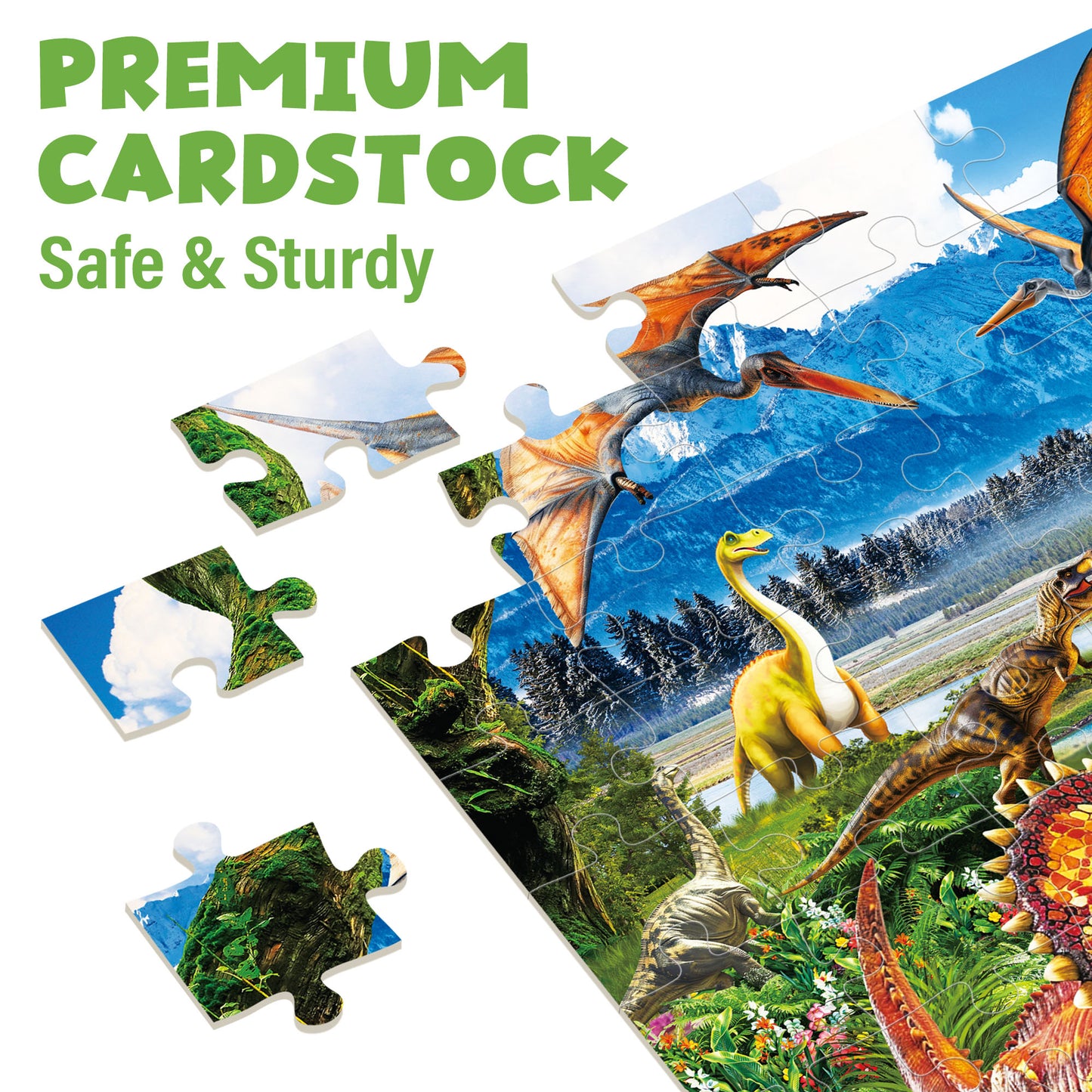 BenBen 100 piece Jigsaw Puzzles for Kids Ages 4-8,Dinosaurs,Underwater, World Solar, 19.75" x 13.75"