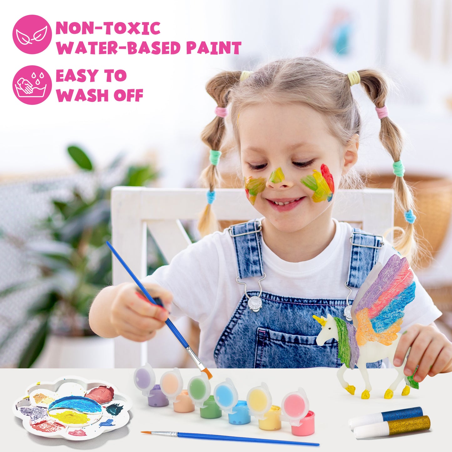 LotFancy Unicorn Painting Crafts Kit for Kids Ages 6+, Glow in The Dark, 8 DIY Unicorn Gift Toys