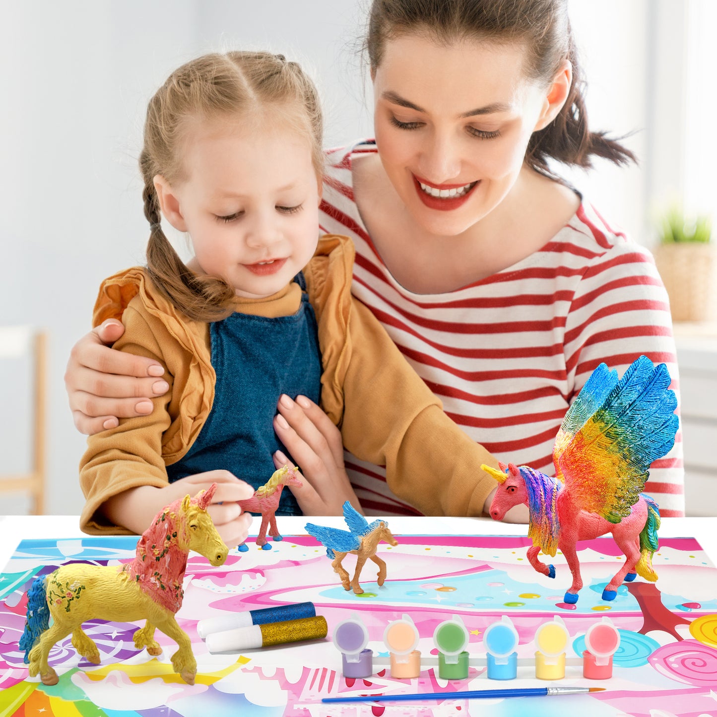 LotFancy Unicorn Painting Crafts Kit for Kids Ages 6+, Glow in The Dark, 8 DIY Unicorn Gift Toys
