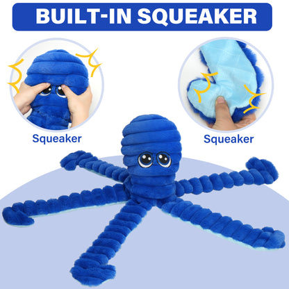 Prime Pets Dog Toys for Large Dogs, 27” Extra Large Crinkle Squeaky Dog Chew Toy, Blue Octopus