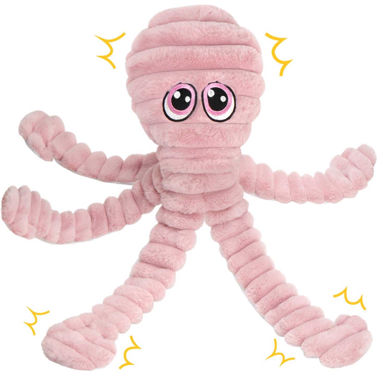 Prime Pets Dog Toys for Large Dogs, 27” Large Crinkle Squeaky Dog Chew Toy, Purple Octopus