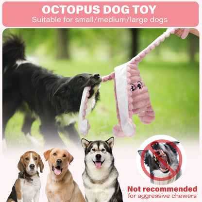 Prime Pets Dog Toys for Large Dogs, 27” Large Crinkle Squeaky Dog Chew Toy, Purple Octopus