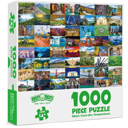 BenBen Jigsaw Puzzles 1000 Pieces for Adults Ages 12+, Iconic America, 26.75 x 19.25 in