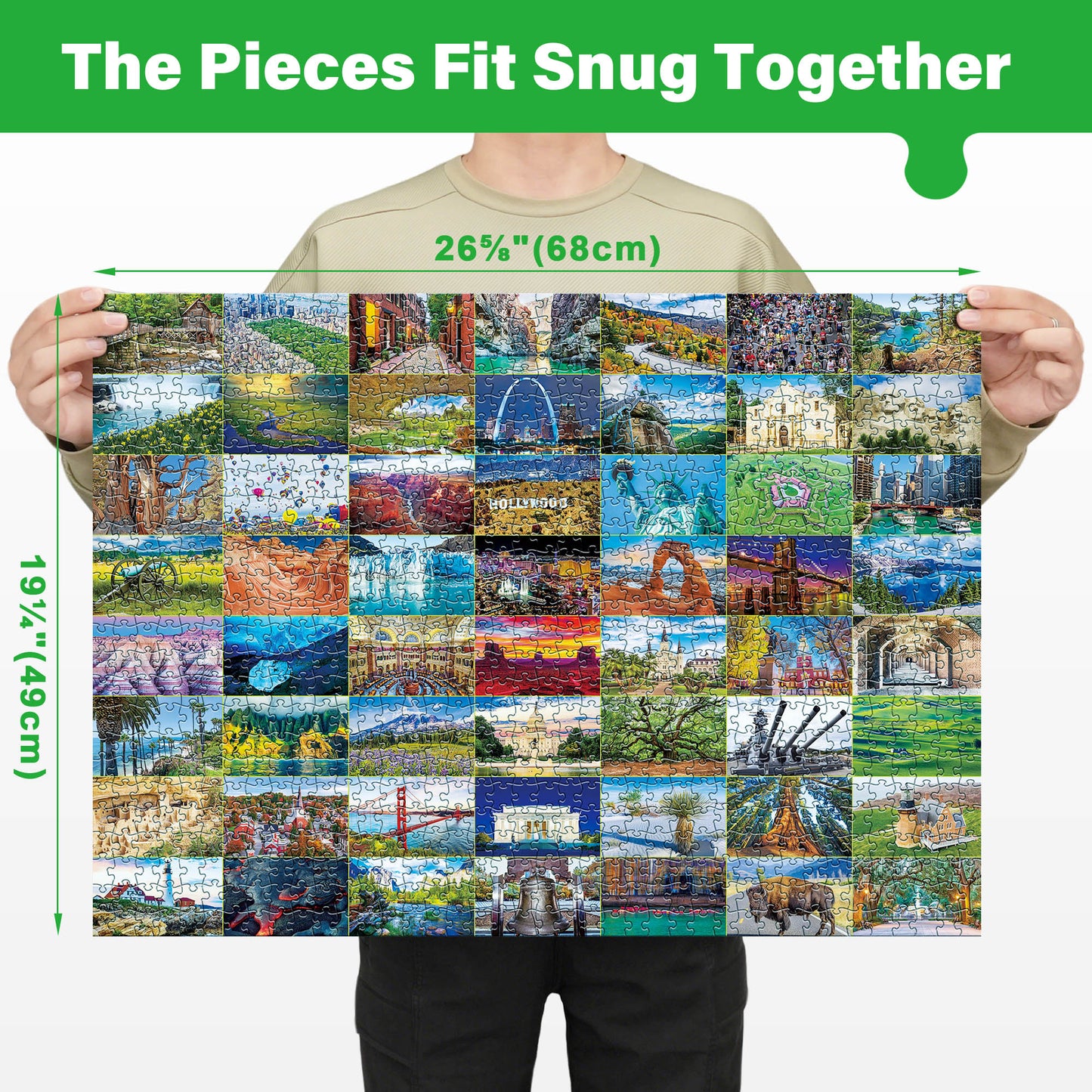 BenBen Jigsaw Puzzles 1000 Pieces for Adults Ages 12+, Iconic America, 26.75 x 19.25 in
