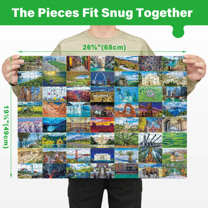 BenBen Jigsaw Puzzles 1000 Pieces for Adults Ages 12+, Iconic America, 26.75 x 19.25 in