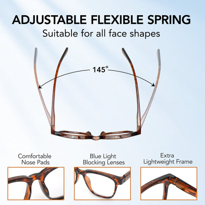 LotFancy Reading Glasses for Women Men Blue Light Blocking, Spring Hinge Reader, +3.25, 3 Pack