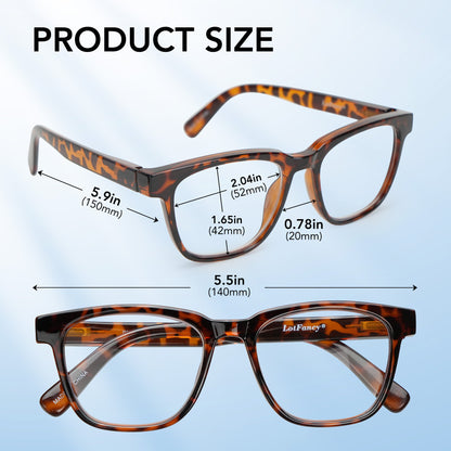 LotFancy Reading Glasses for Women Men Blue Light Blocking, Spring Hinge Reader, +3.25, 3 Pack