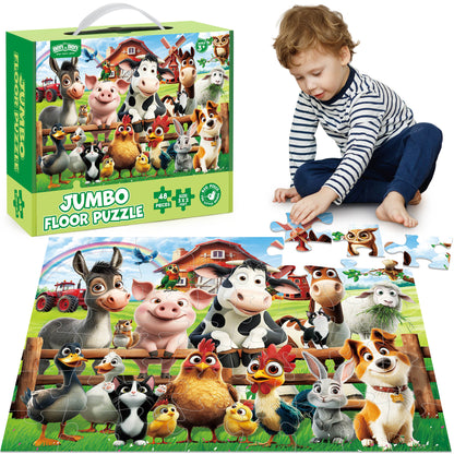 BenBen Puzzles for Kids Ages 3-6, Farm Animals, 48 Piece Large Jigsaw Toddler Puzzles, 35.5" x 23.5"