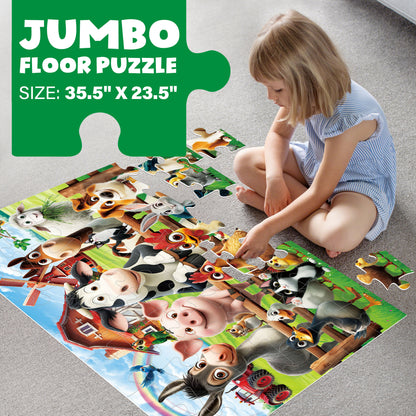 BenBen Puzzles for Kids Ages 3-6, Farm Animals, 48 Piece Large Jigsaw Toddler Puzzles, 35.5" x 23.5"