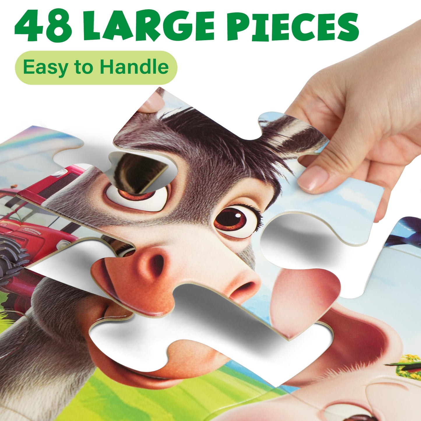BenBen Puzzles for Kids Ages 3-6, Farm Animals, 48 Piece Large Jigsaw Toddler Puzzles, 35.5" x 23.5"