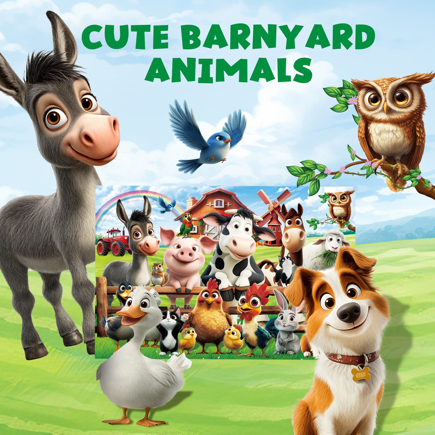 BenBen Puzzles for Kids Ages 3-6, Farm Animals, 48 Piece Large Jigsaw Toddler Puzzles, 35.5" x 23.5"