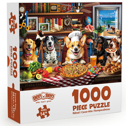 BenBen Jigsaw Puzzles 1000 Pieces for Adults Ages 12+, Dogs' Dinner Party, 26.63 x 19.25 in