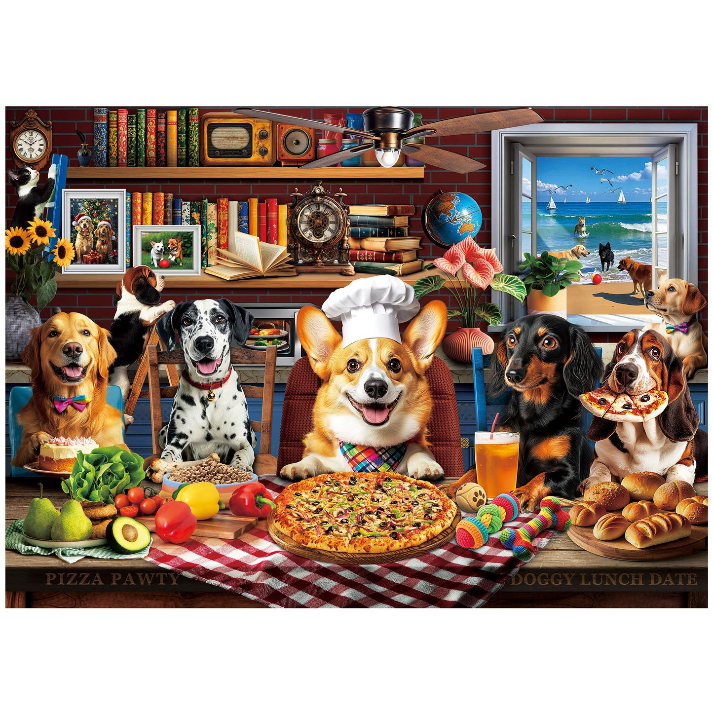 BenBen Jigsaw Puzzles 1000 Pieces for Adults Ages 12+, Dogs' Dinner Party, 26.63 x 19.25 in