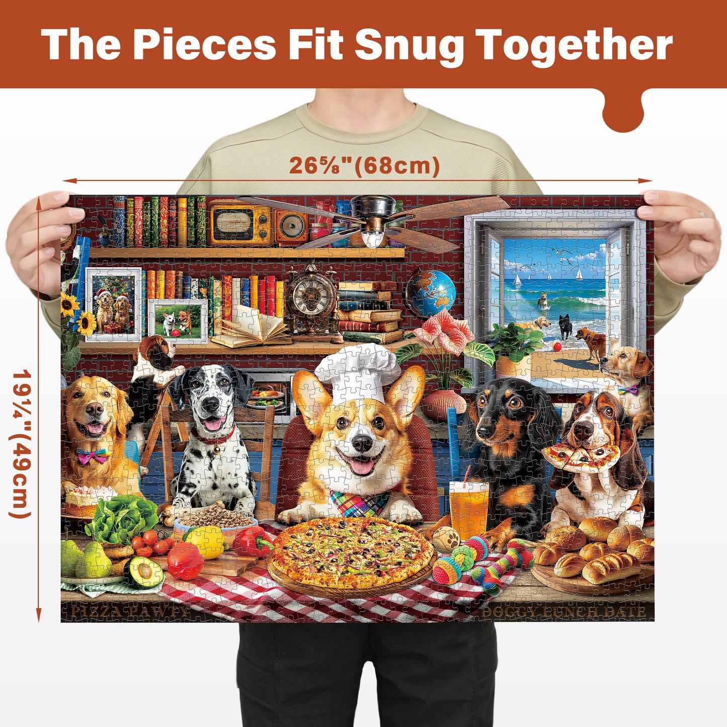 BenBen Jigsaw Puzzles 1000 Pieces for Adults Ages 12+, Dogs' Dinner Party, 26.63 x 19.25 in