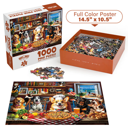 BenBen Jigsaw Puzzles 1000 Pieces for Adults Ages 12+, Dogs' Dinner Party, 26.63 x 19.25 in