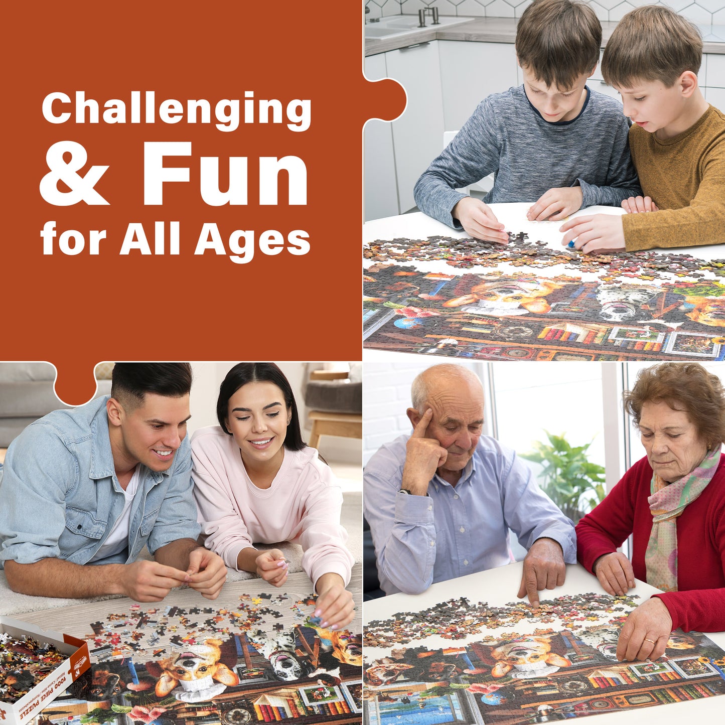 BenBen Jigsaw Puzzles 1000 Pieces for Adults Ages 12+, Dogs' Dinner Party, 26.63 x 19.25 in