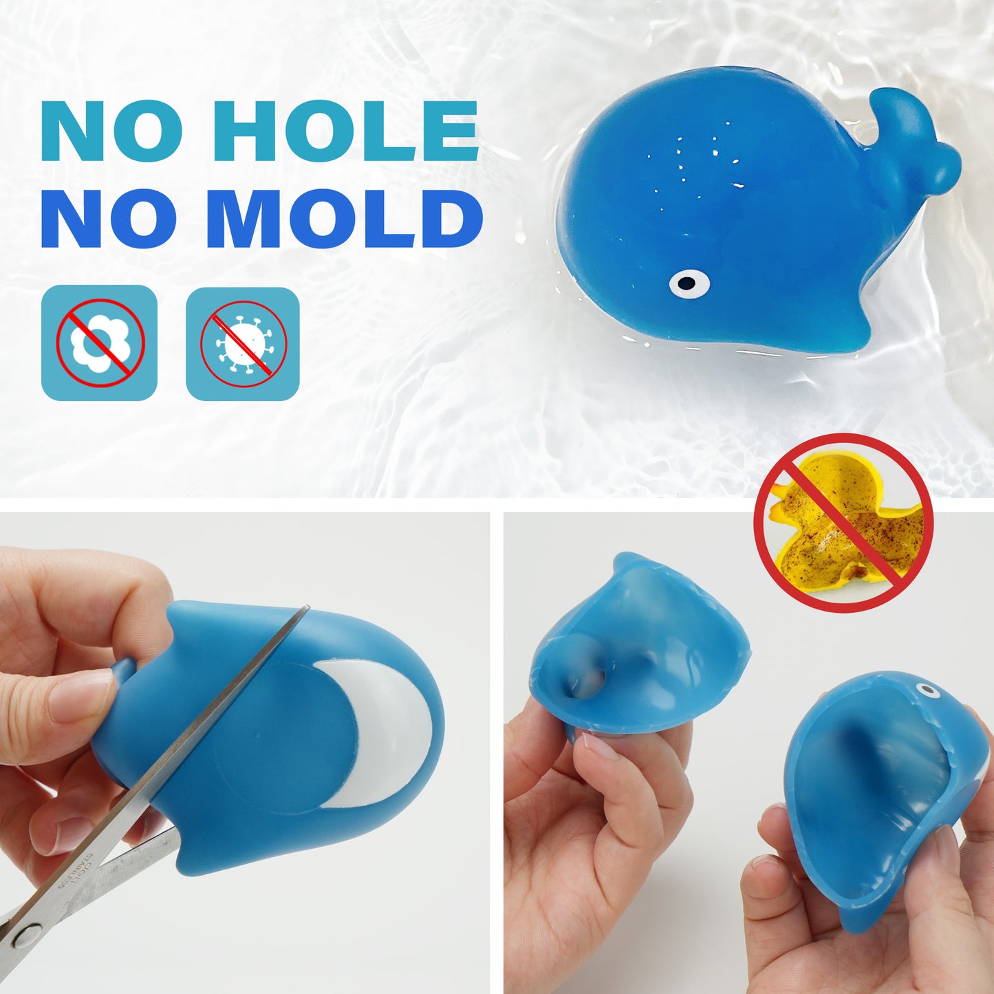 BenBen 6Pcs Color Changing Bath Toys for Toddler, No Hole Mold Free Ocean Animal Baby Bathtub Toys