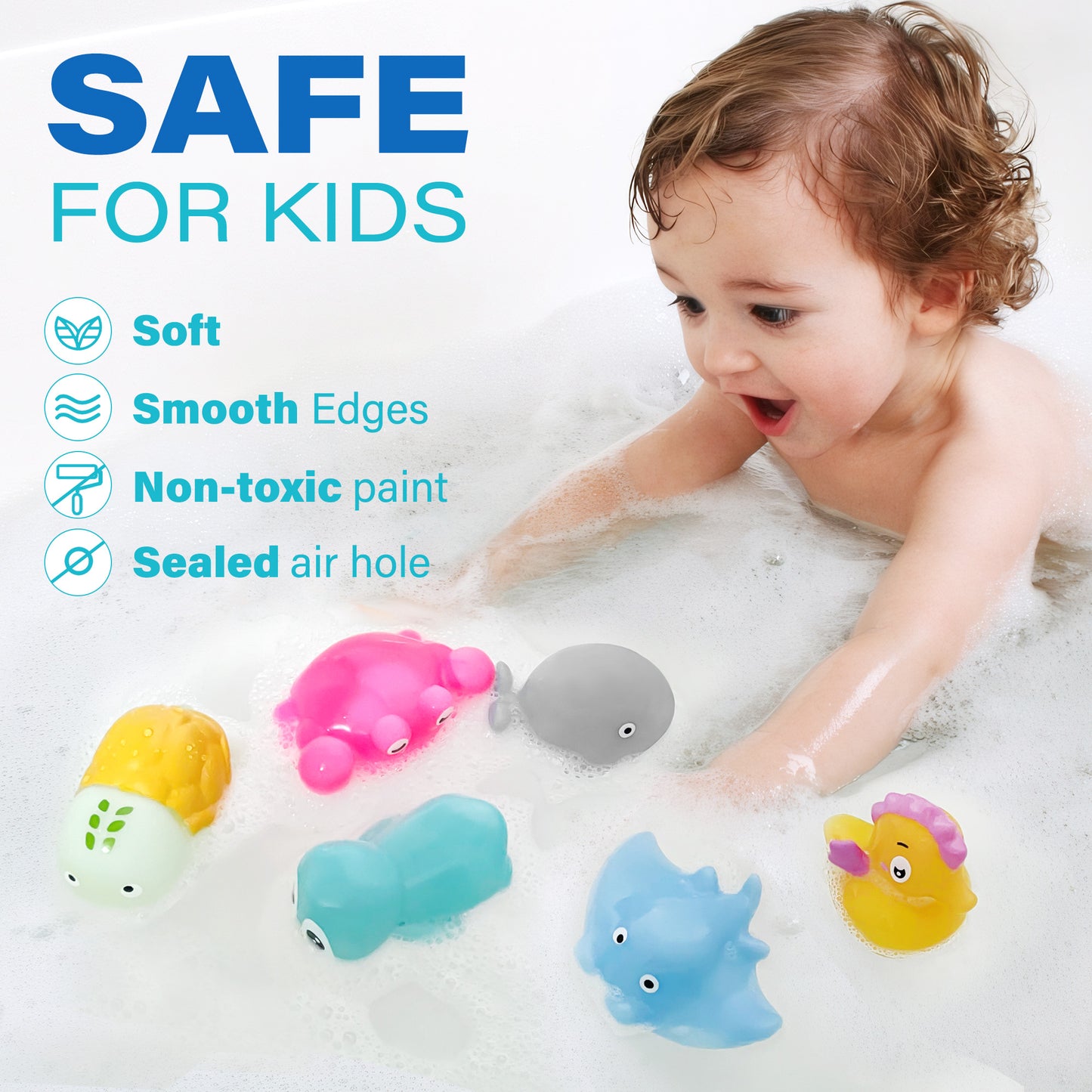 BenBen 6Pcs Color Changing Bath Toys for Toddler, No Hole Mold Free Ocean Animal Baby Bathtub Toys