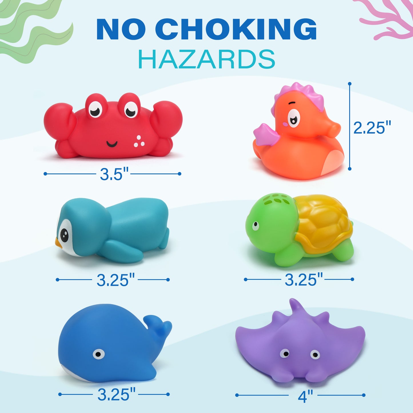 BenBen 6Pcs Color Changing Bath Toys for Toddler, No Hole Mold Free Ocean Animal Baby Bathtub Toys