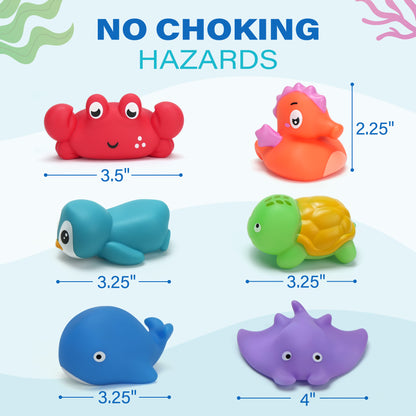 BenBen 6Pcs Color Changing Bath Toys for Toddler, No Hole Mold Free Ocean Animal Baby Bathtub Toys