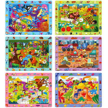 BenBen Puzzles for Kids Ages 3-6, 6 Pack, 24 Piece Search and Find Kids Puzzles Toy for Boys Girls