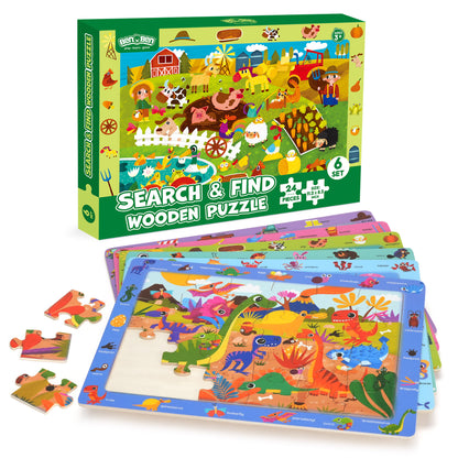 BenBen Puzzles for Kids Ages 3-6, 6 Pack, 24 Piece Search and Find Kids Puzzles Toy for Boys Girls