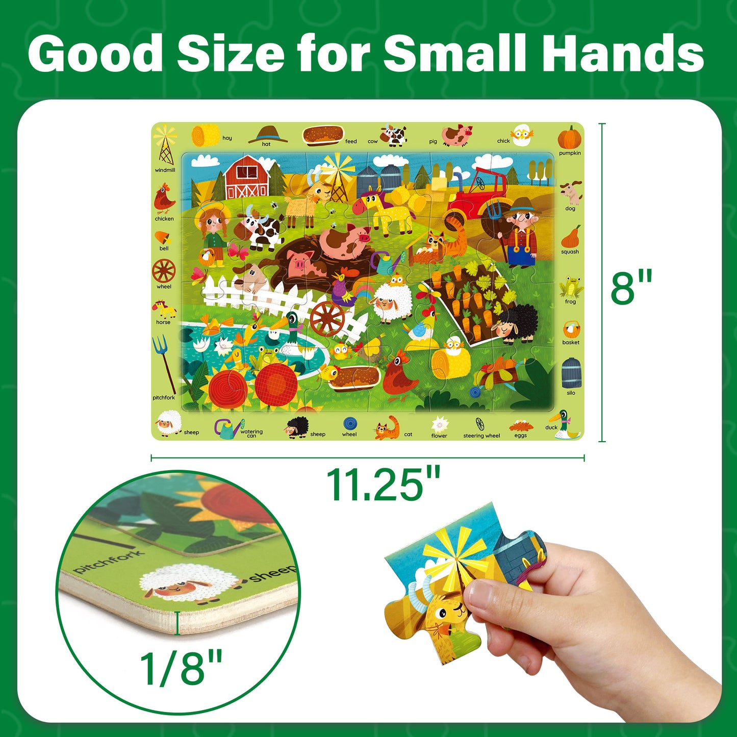 BenBen Puzzles for Kids Ages 3-6, 6 Pack, 24 Piece Search and Find Kids Puzzles Toy for Boys Girls