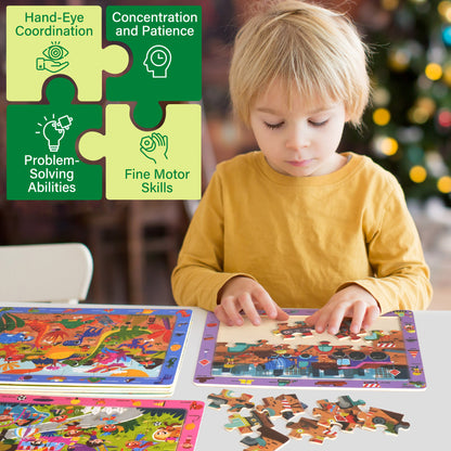 BenBen Puzzles for Kids Ages 3-6, 6 Pack, 24 Piece Search and Find Kids Puzzles Toy for Boys Girls