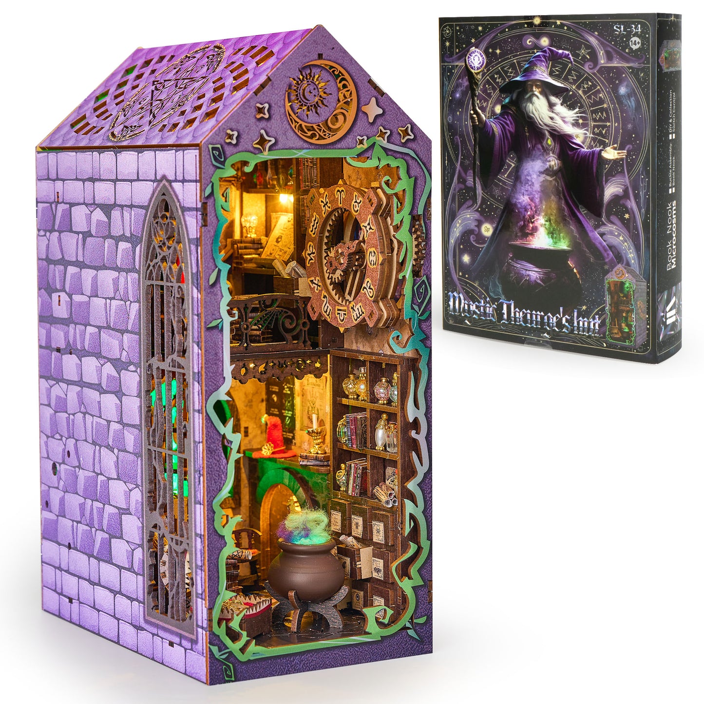 BenBen Book Nook Kit, DIY Miniature House Kit for Adults, Teens, Family, Friends, Dollhouse Booknook for Halloween Decor
