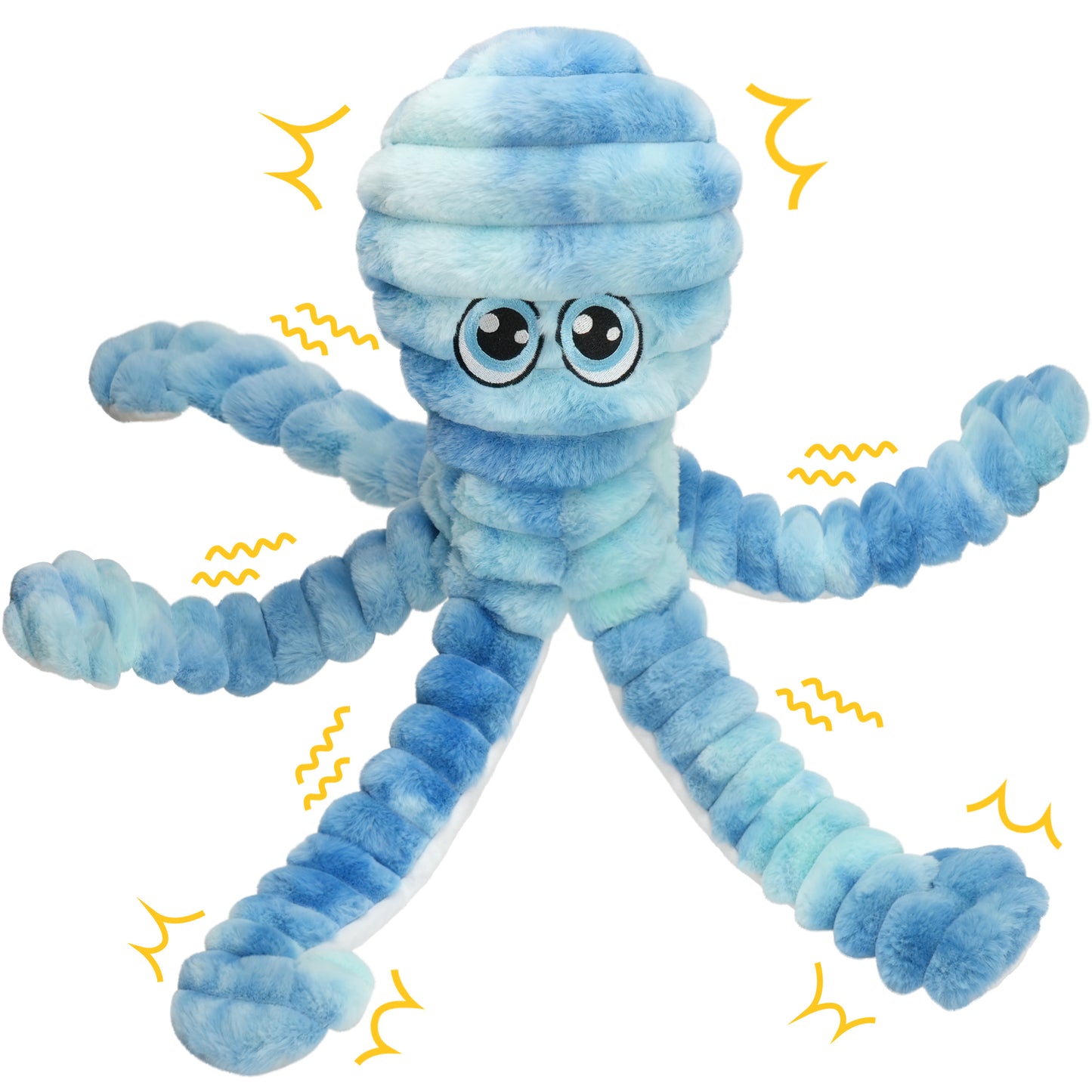 Prime Pets Dog Toys for Large Dogs, 27" Extra Large Plush Crinkle Squeaky Dog Toys, Tie-dye Blue Octopus