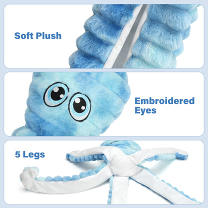 Prime Pets Dog Toys for Large Dogs, 27" Extra Large Plush Crinkle Squeaky Dog Toys, Tie-dye Blue Octopus