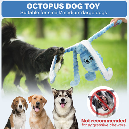 Prime Pets Dog Toys for Large Dogs, 27" Extra Large Plush Crinkle Squeaky Dog Toys, Tie-dye Blue Octopus
