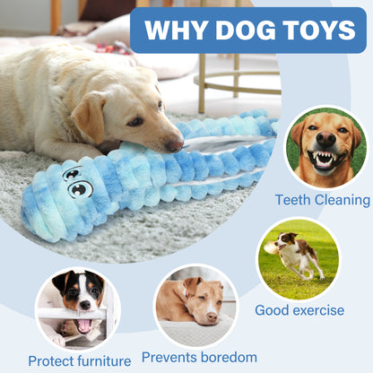 Prime Pets Dog Toys for Large Dogs, 27" Extra Large Plush Crinkle Squeaky Dog Toys, Tie-dye Blue Octopus
