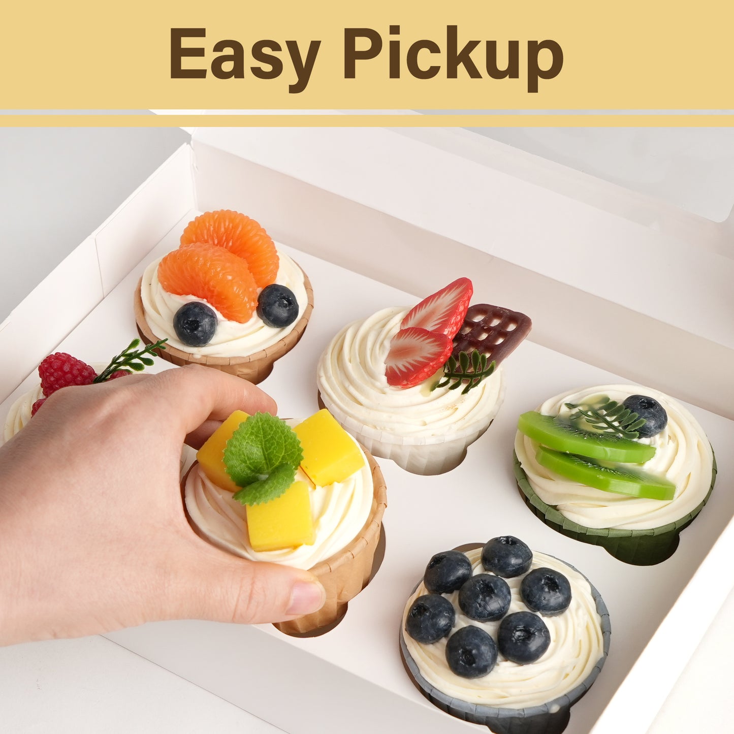 LotFancy 6 Count Cupcake Boxes, 12pc Cupcake Containers with Window and Inserts for Bakery Supplies