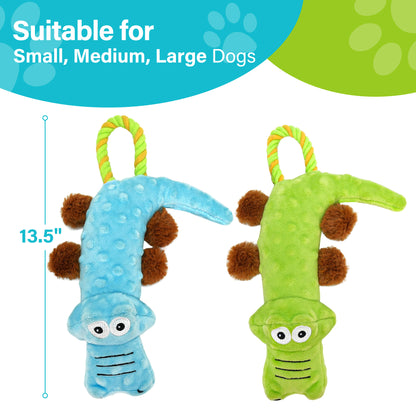 Prime Pets Squeaky Dog Toys, Tug of War Puppy Toys, 2 Pack Plush Dog Chew Toys for Small, Large Dogs
