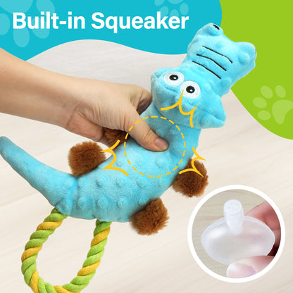 Prime Pets Squeaky Dog Toys, Tug of War Puppy Toys, 2 Pack Plush Dog Chew Toys for Small, Large Dogs